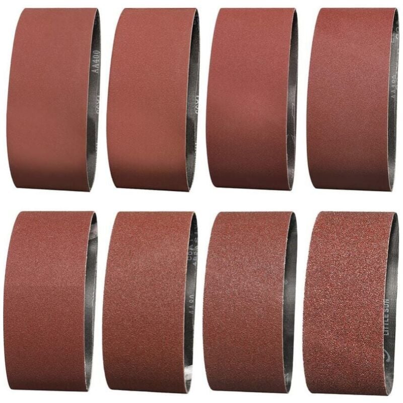Bande Abrasive 75X457 mm- Grains 1 x 40/60 & 2 x 80/120/180/240/320/400 Bande de Ponceuse pour le Ponçage, le Polissage et le Dépoussiérage, Idéale