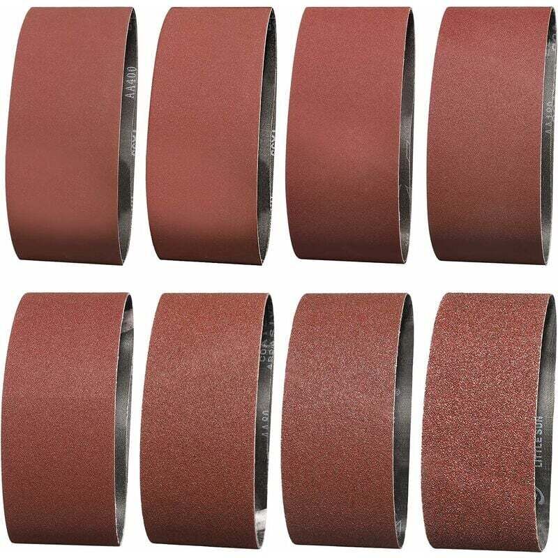Bande Abrasive 75X457 mm- Grains 1 X 40/60 & 2 X 80/120/180/240/320/400 Bande de Ponceuse pour le Ponçage, le Polissage et le Dépoussiérage, Idéale