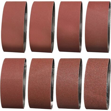 Bande Abrasive 75X533 mm- Grains 1 X 40/60 & 2 X 80/120/180/240/320/400  Bande de Ponceuse pour le Ponçage, le Polissage et le Dépoussiérage, Idéale pour le Bois (14 Pièces)