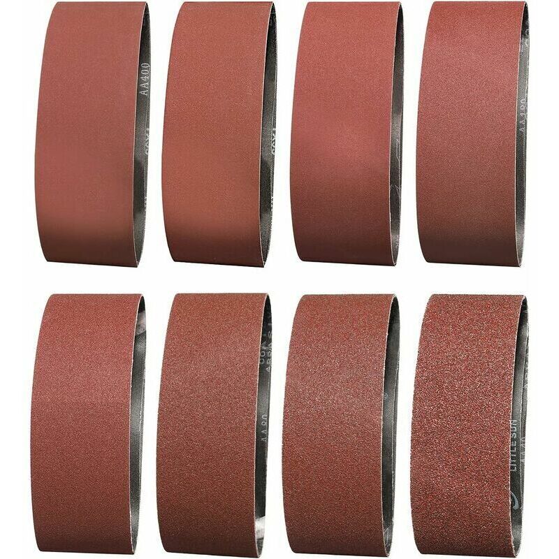 Bande Abrasive 75X533 mm- Grains 2 x 40/60/80/120/180/240/320/400 - Bande de Ponceuse pour le Ponçage, le Polissage et le Dépoussiérage, Idéale pour