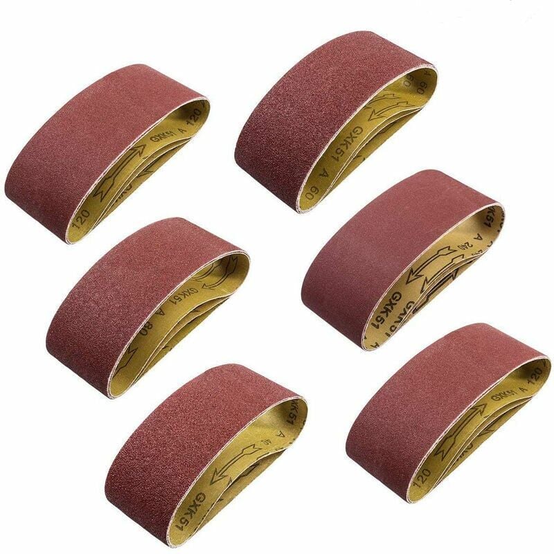 Bande Abrasive ponceuses à bande 100 x 610 mm Bandes Abrasives Mixte (3x grains 80/120/150/240/400) 15 pièces