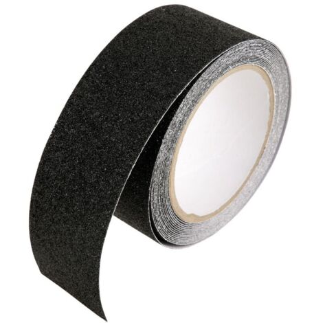 Bande adhésive antidérapante en PVC auto-adhésive 5 cm x 5 m, résistante à l'usure, pour sols de sécurité (noire)
