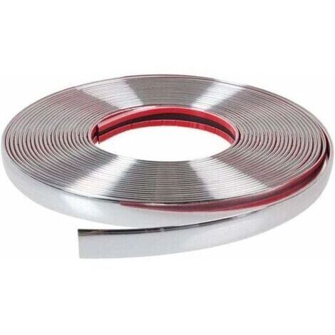 Bande adhésive chrome 10mm x 15m – Finition argentée brillante – PVC flexible pour décoration automobile – Installation facile sur surfaces lisses