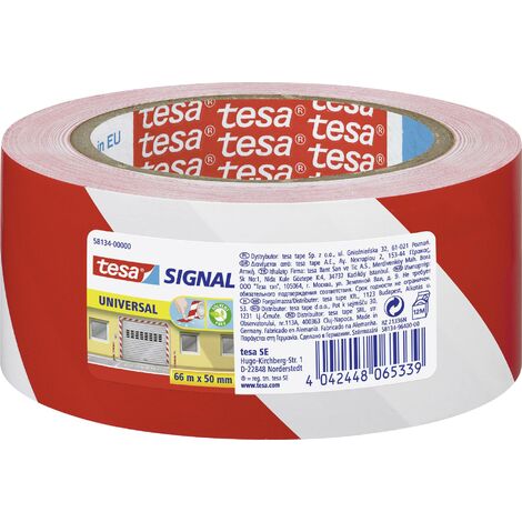 Bande adhésive de marquage tesa® SIGNAL tesa 58134-00000-00 rouge, blanc (L x l) 66 m x 50 mm acrylate 1 pc(s) Y56990