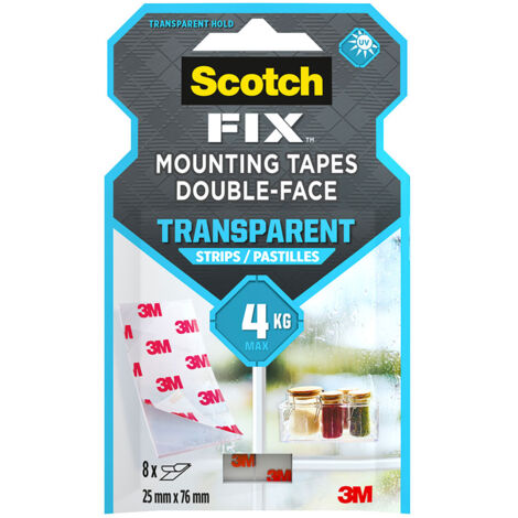 Bande Adhésive Double Face, Transparente, 25 Mm X 76 Mm, 8 Pièces, Max 4 Kg