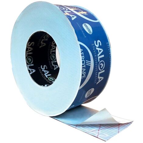 Bande adhésive opaque Aerotape Premium Blue 60 mm x 40 m – Film PE renforcé – Résistante à l'eau et au froid – Pour pare-pluie et pare-vapeur – Salola