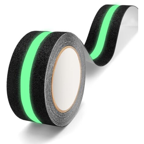 Bande Antidérapante adhésive avec Film Lumineux Brille dans Le Noir 5cm x 5m Ruban Adhésif Antidérapant Forte Adhésif, Bande Antidérapante Adhésive pour Escaliers, Marches, Revêtements de Sol