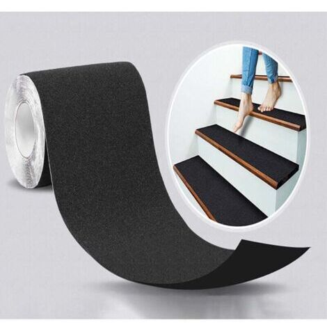 Bande Antidérapante Adhésive pour Escaliers, Friction, Abrasif pour les Sécurité, Escabeau, Intérieur, Extérieur, Haute Traction, 15CM x 5M, Noir，OUYLAF