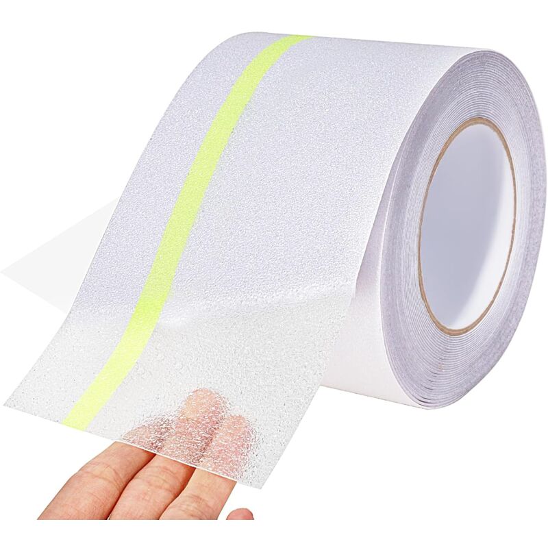 Bande Antidérapante Escalier, 10cm10m, Ruban Antidérapant Adhésif Phosphorescent, Ruban de Traction Antidérapant, Transparent, pour