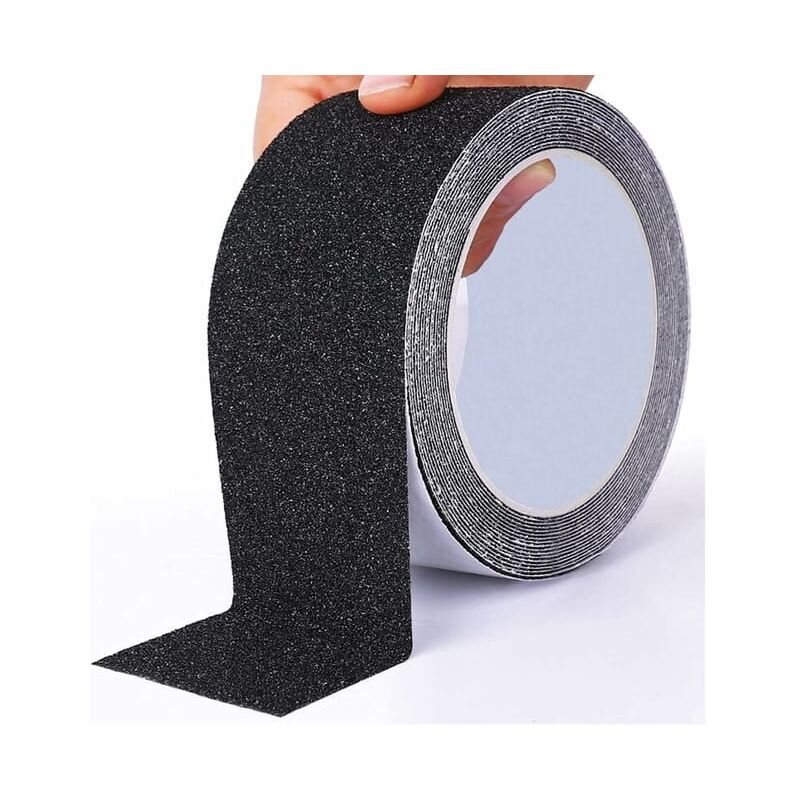 Bande Antidérapante Escalier, 10cm5m, Ruban Antidérapant Adhésif Extérieur, Ruban de Traction Antidérapant, Ruban Adhésif de Sécurité, Noir