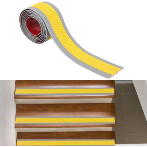 Bande antidérapante pour escaliers - 5 m - 6 cm x 3 mm - Autocollant - En vinyle - Pour escaliers et seuils - Pour l'intérieur et l'extérieur - Jaune