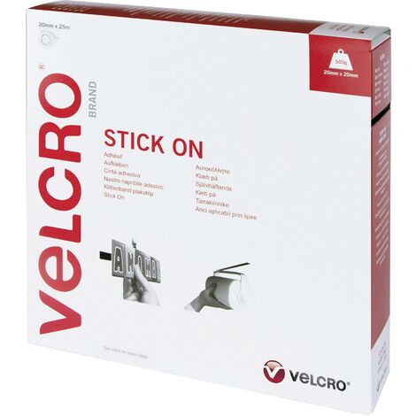 Bande auto-agrippante VELCRO® VEL-EC60355 VEL-EC60355 à coller partie velours et partie agrippante (L x l) 25000 mm x 20 mm noir 25 m W33652