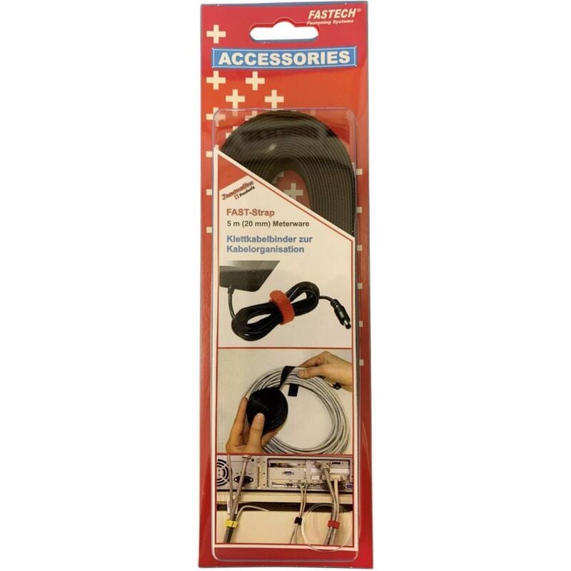 697-330C Bande auto-agrippante pour grouper partie velours et partie agrippante (l x l) 5000 mm x 20 mm noir 5 - Fastech