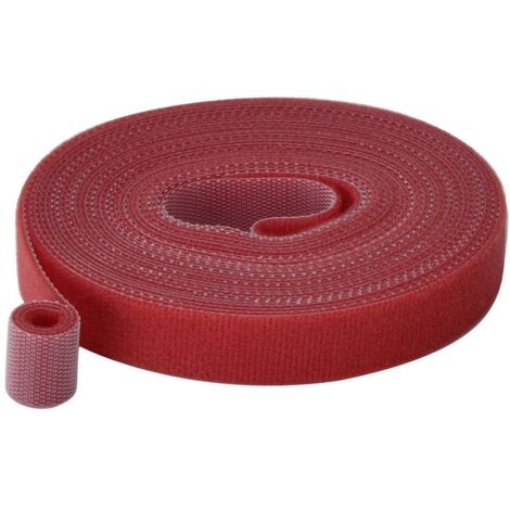 Bande auto-agrippante TRU COMPONENTS T24CA062 partie velours et partie agrippante (L x l) 5 m x 15 mm rouge 5 m