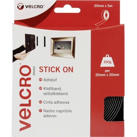 Bande auto-agrippante VELCRO® VEL-EC60217 VEL-EC60217 à coller partie velours et partie agrippante (L x l) 5000 mm x 20