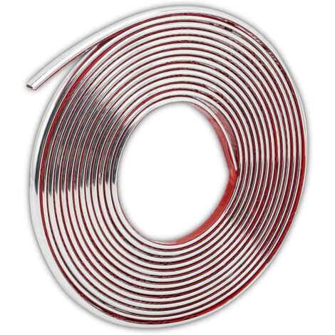 Bande autocollante 3D argentée pour bordure de mur - Ruban décoratif pour plafond, coin, miroir, meubles, porte, armoire, maison et voiture (0,8 cm x 10 m)