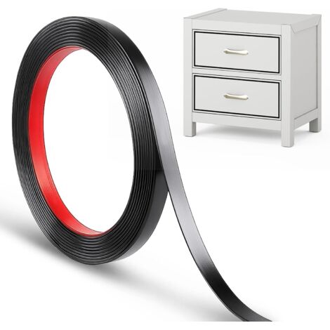 Bande Autocollante Décorative - 1 Rouleau - PVC Noir Flexible - Bordure Adhésive - Murs Meubles Miroirs - 5m x 1cm