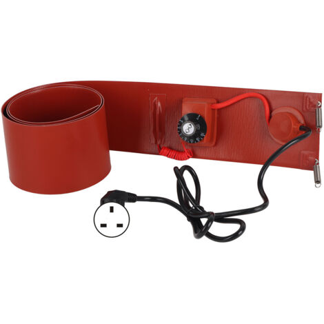 Bande chauffante pour fût métallique 200L, 1000W, 30‑150℃, 125mmx1740mm, avec prise UK 220V