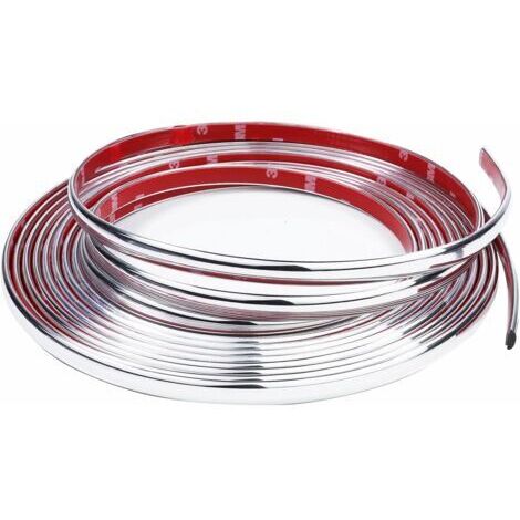 Bande Chrome Voiture 12mm5M Baguette Adhesive Chrome pour Carrosserie Fenêtre Décoration Extérieure (12mm5M)