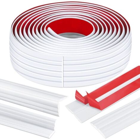 Bande d'angle autocollante en PVC flexible blanc 3M, 300 x 4 cm, plinthe autocollante flexible à découper, arrondi flexible, protection d'angle murale, bande de finition