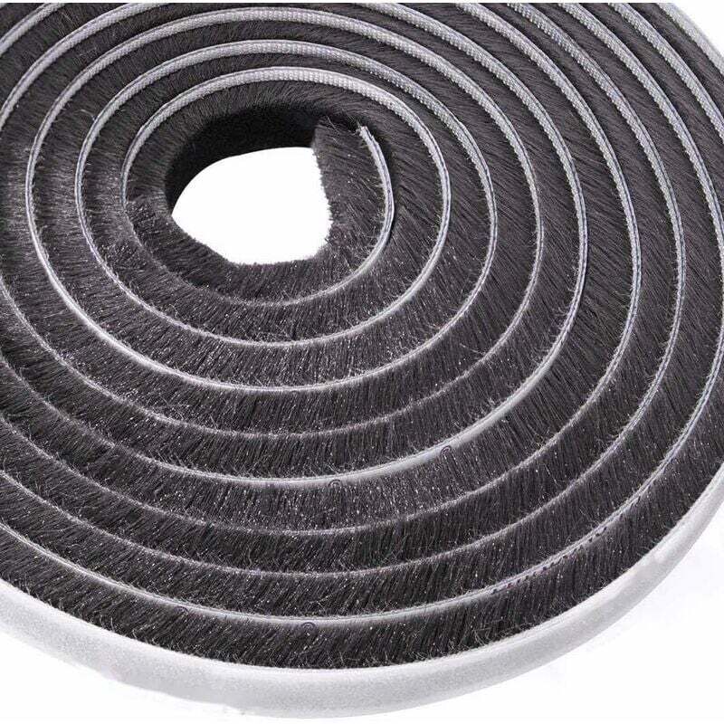 ZVD - Bande de Brosse Adhésive de 10m - Coupe-Vent et Anti-Poussière pour Fenêtres et Portes Mobiles (9mm x 9mm, Noir)