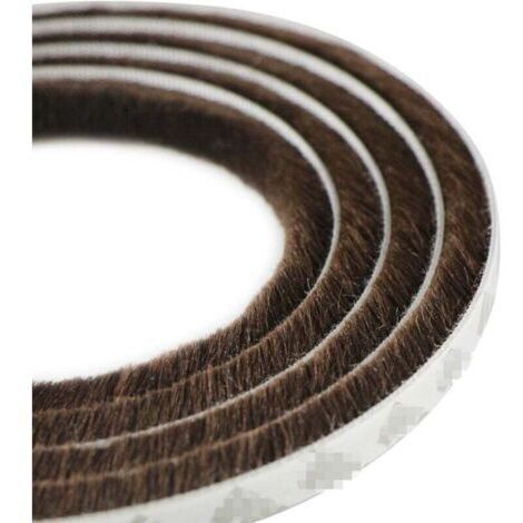 Bande de brosse autocollante anti-poussière pour fenêtres et portes mobiles, 9 mm x 9 mm (marron)