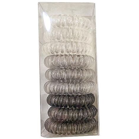 bande De Cheveux En Spirale, 9 Bandes De Cheveux En Plastique Gris Dgrad Transparent, Support De Queue De Cheval En Spirale, Tte D'onde De Ligne T