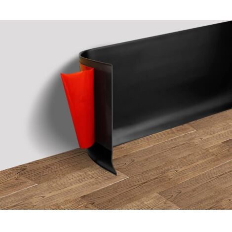 Bande de finition murale, 10 cm de large, matériau en caoutchouc auto-adhésif flexible, facile à appliquer, dimensions : 10 cm x 6 m, noir.