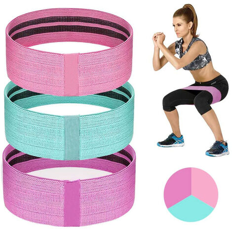 Bande de fitness [lot de 3] Bandes de fitness / bandes de résistance Set Bande de boucle pour 3 niveaux de résistance pour les fesses et les jambes,