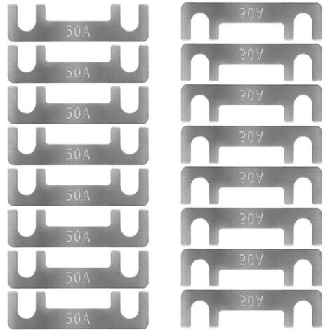 Bande de Fusible Plat Fusible de Voiture Fusibles Plats pour Auto 16pcs Lame de Fusibles pour Auto/Truck/RV/Camion/Moto (50A)