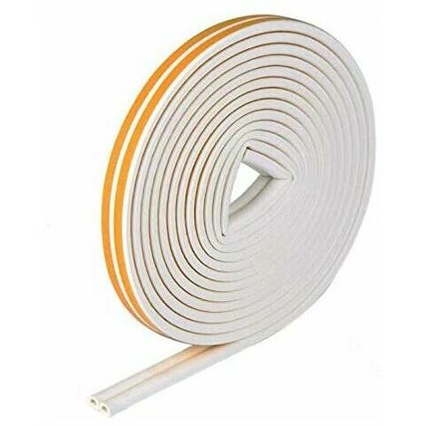 Bande de Joint D-Profil, Auto-adhésive anticollision d'étanchéité en Caoutchouc imperméable pour la Fenêtre/Le Fond Boudin de Porte/Rouleau Insonorisation, Jaune/Blanc,1 paquet