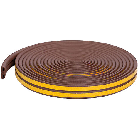 Bande de Joint, Joint Porte Garage,18M D-Profil Auto-adhésive Anticollision Insonorisation Joint de Porte D'étanchéité en Imperméable Joint Caoutchouc Fenetre Isolation, Marron longziming