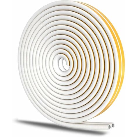 Bande de Joint Porte, Joint Fenêtre éviter Isolation Froid, D-profil Auto-adhésive Anticollision d'étanchéité en Caoutchouc, Mousse Joint Porte Entree Anti-intempéries, Insonorisé, Scellé,Blanc