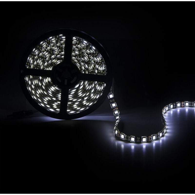 Greenice - Bande de 300 led 72W 4 200Lm CRI85 6000ºK SMD5050 12VDC IP65 Noir Pcb x5M 40 000H [CA-5050-300-IP65-B-CW] -Blanc Froid
