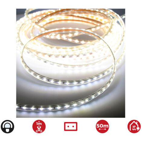 Bande de led 50m. 12mm d'épaisseur 60 leds/m 4,2w/m white cool 6.400k ip44 edm 220-240v (utilisation intérieure-extérieure)