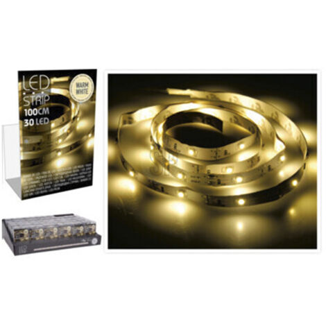 Bande de LED lumière blanche chaude AX5-322610 à piles 3xAA 1,5V (piles non incluses) 1m BASICS