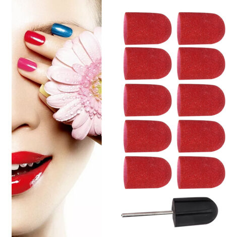 Bande de Ponçage 16x25mm pour Manucure, Tête de Polissage pour Ongles, Accessoire Art des Ongles Rouge