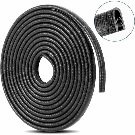 Bande de protection de porte en caoutchouc anti-collision de bord de porte de voiture en forme de U 7 10cm5m (noir)