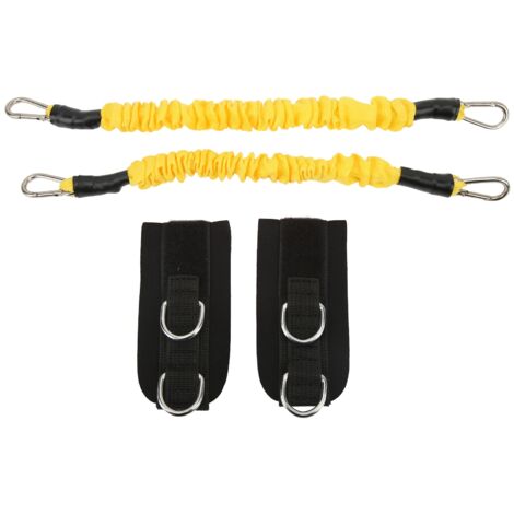 Bande de résistance cheville jaune pour entraînement des jambes et fitness avec attaches