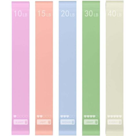 Bande De Résistance Lot De 5 Pour Pilates Yoga Kiné Hanches Jambes (10 15 20 30 Lb) Ortviai