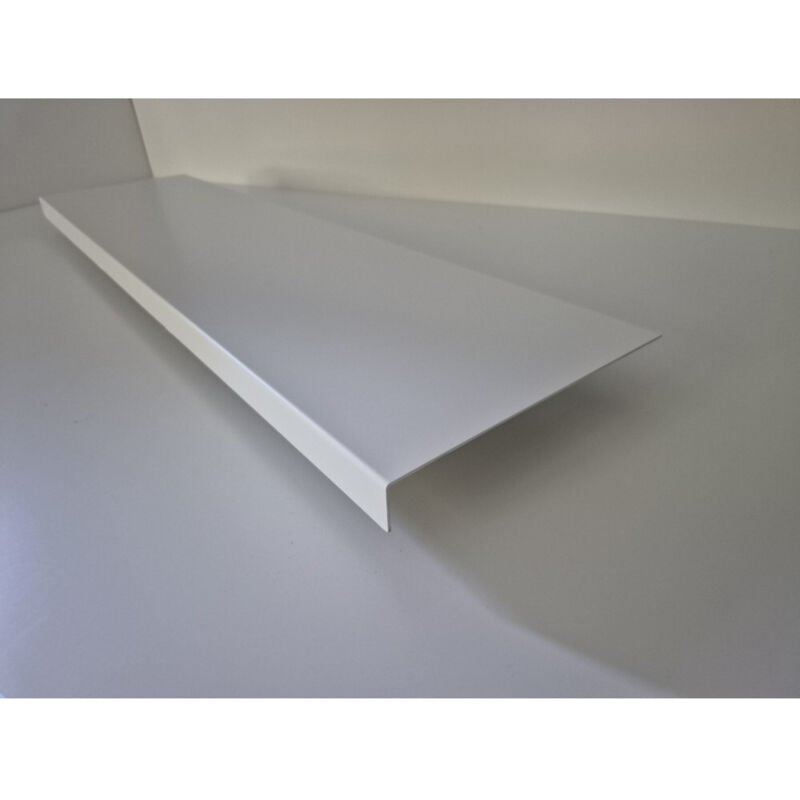 Bande de Rive Aluminium Blanc Signal ral 9016 Brillant (1 pli, retour 30 mm, ep 1.5mm) Hauteur : 200 mm