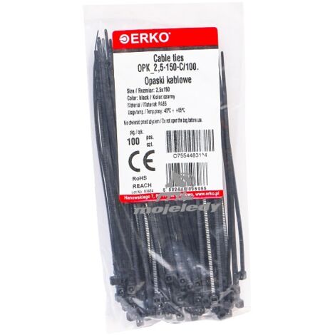 Bande de serrage noire OPK 150/2,5 C 100 pcs ERKO