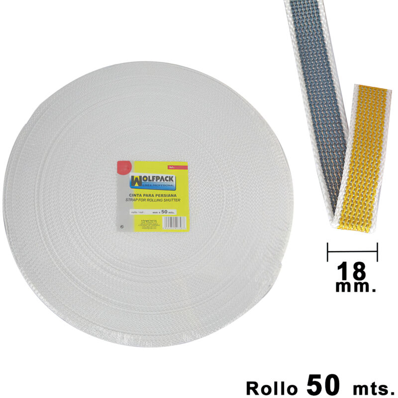 Ruban aveugle bicolore Wolfpack 18 mm. Rouler 50 mètres