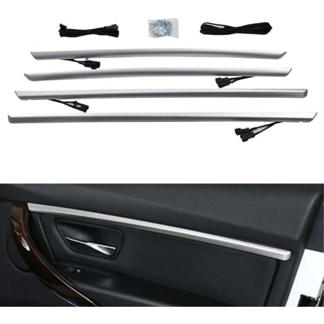 Bande d'éclairage LED pour intérieur de porte de voiture - Accessoires pour B-MW Série 3 F30 F31 320i 328i 330i 335i 340i 2012-2018 - Housse de rechange bicolore (Argent)