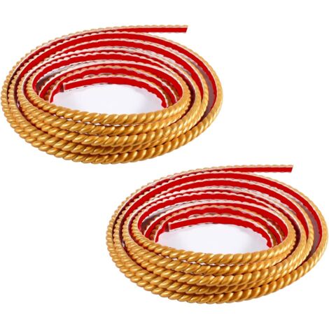 Bande Décorative Adhésive PVC, Bordure de Papier Peint Carrelage, Décoration pour Cadre de Miroir,2 rouleaux x5M(10mm,Doré)