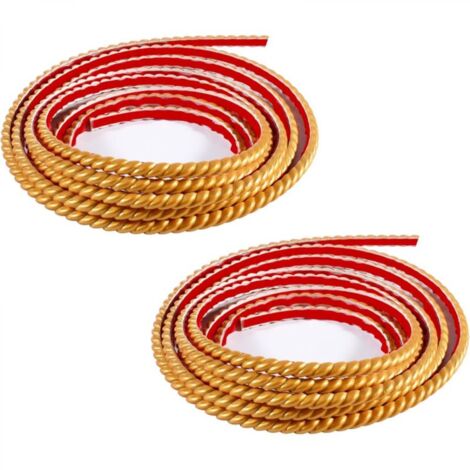 Bande Décorative Adhésive PVC, Bordure de Papier Peint Carrelage, Décoration pour Cadre de Miroir,2 rouleaux x5M(10mm,Doré)