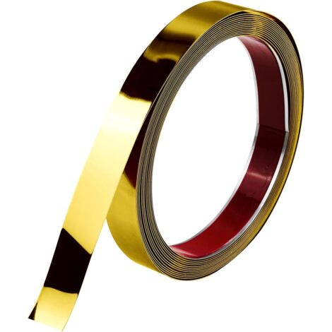 Bande Décorative Métallique - 5m x 2cm - Acier Inoxydable Or Brillant - Profilé Auto-adhésif Flexible - Pour Murs Meubles Miroirs