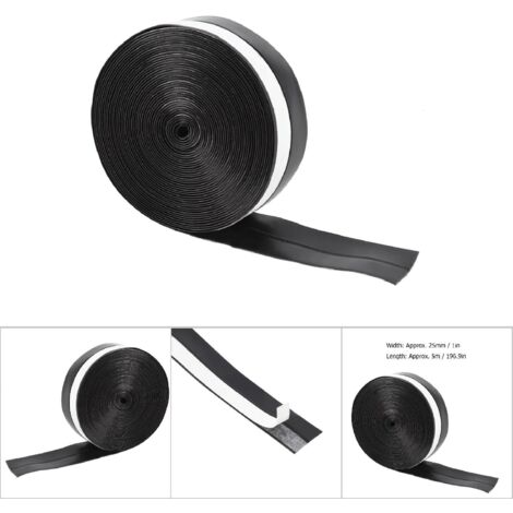 Bande d'étanchéité adhésive 5m x 25mm - Isolation phonique et anti-poussière pour portes et fenêtres (Noir)