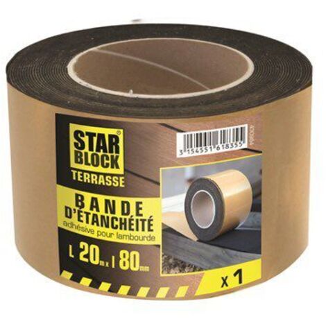 Bande d'étanchéité adhésive pour lambourde en mousse EPDM L. 20 m l. 80 x Ép. 1mm - STARBLOCK 430984