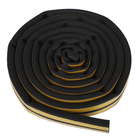 Bande d'étanchéité auto-adhésive 5m pour porte/fenêtre - Caoutchouc EPDM résistant, Noir, 14x12mm